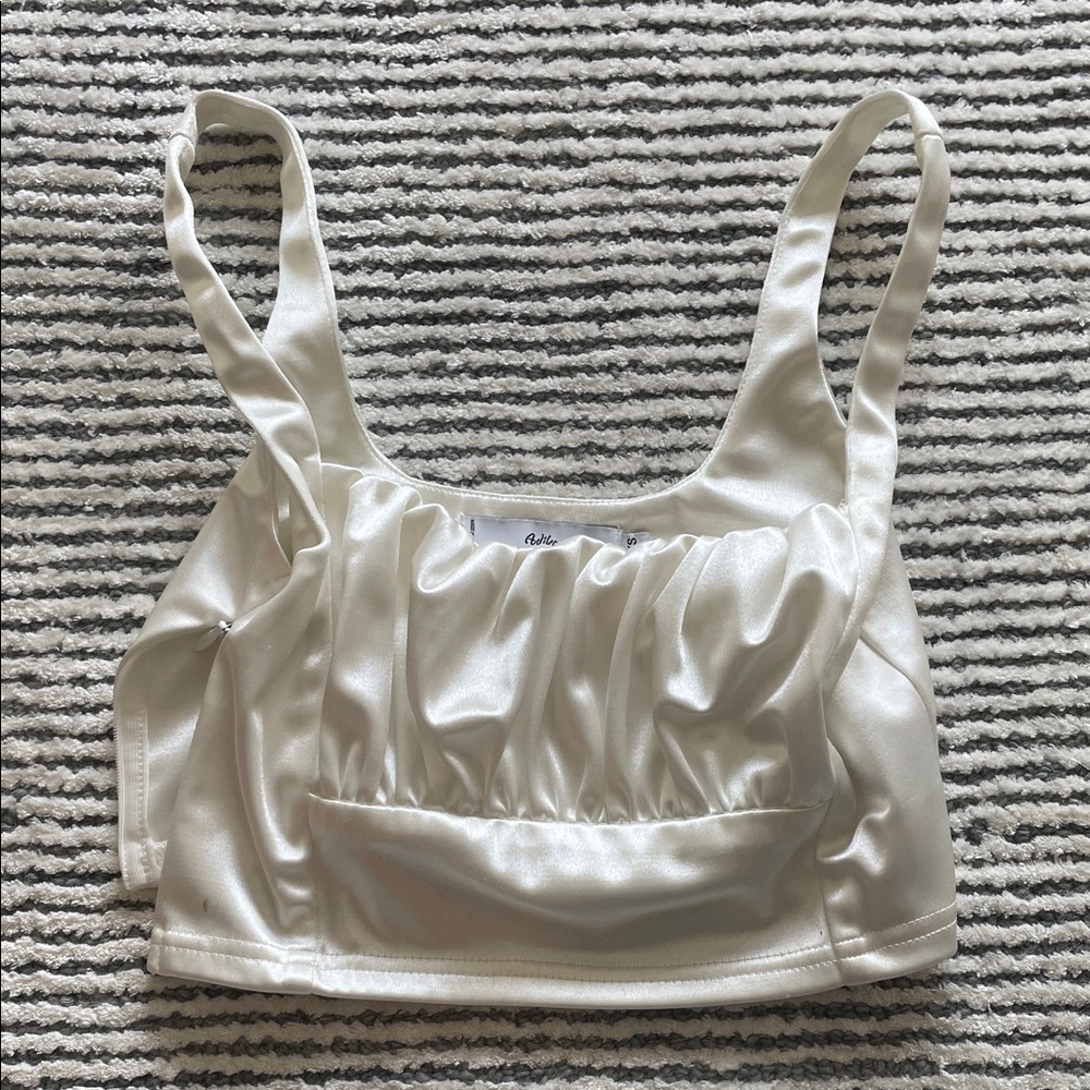 Adika White Satin Crop Top